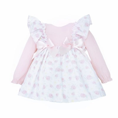 Wee mee rose print dress and pants set