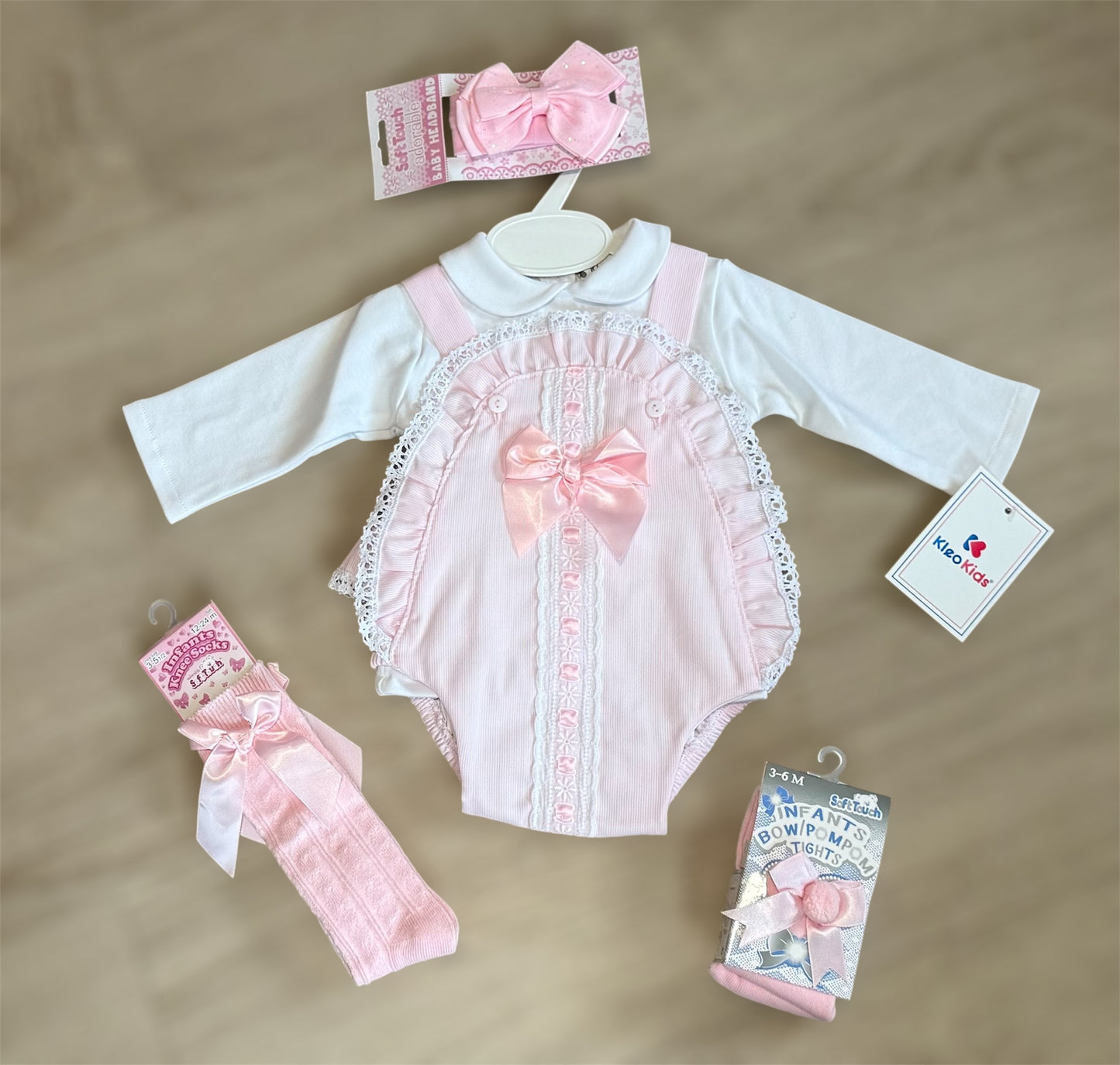 Baby girls pink cotton romper set