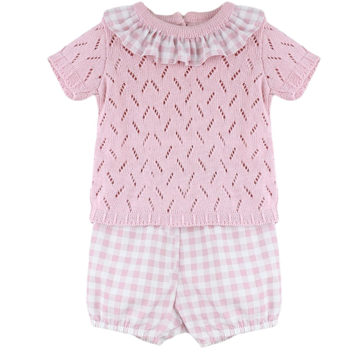 Dusky pink gingham Dulce de Fresa jam pant set