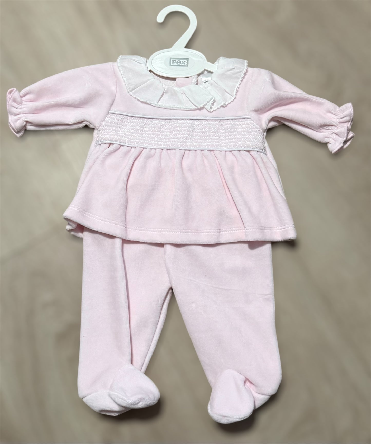 Baby girls pink smocked two piece