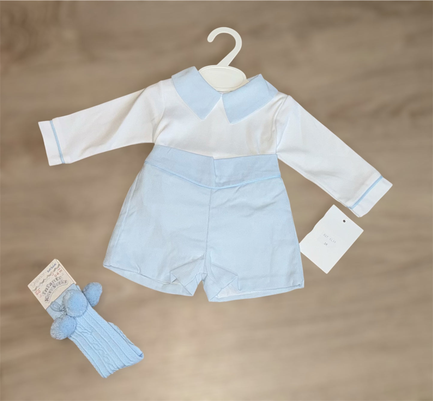 Baby boys blue brushed cotton short set
