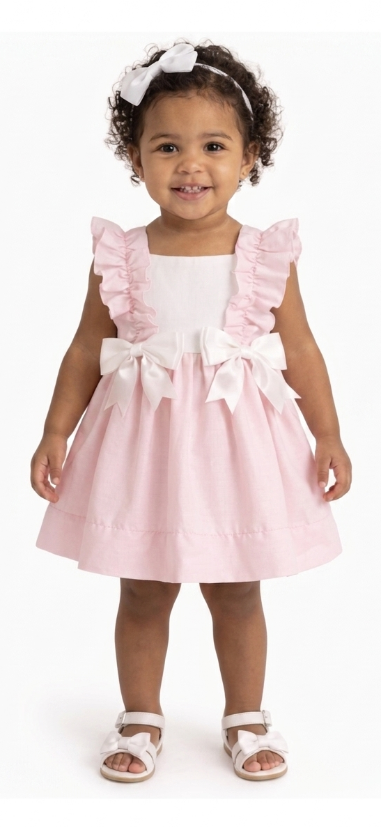 Girls pink frill dress