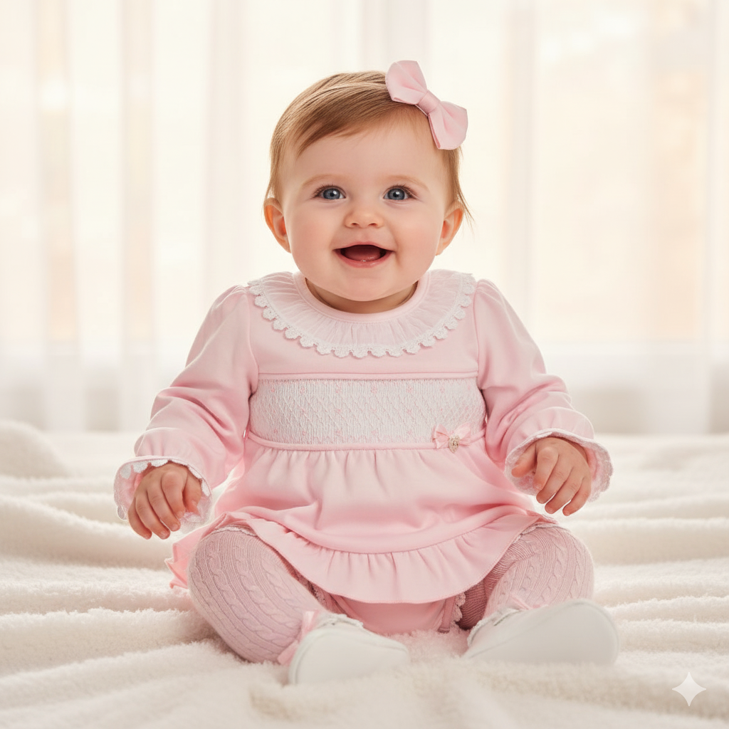 Baby girls Mintini pink lace jam pant set