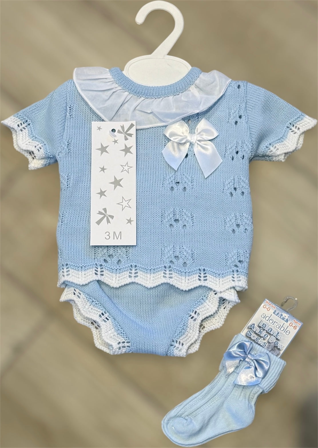 Baby girls blue knitted jam set