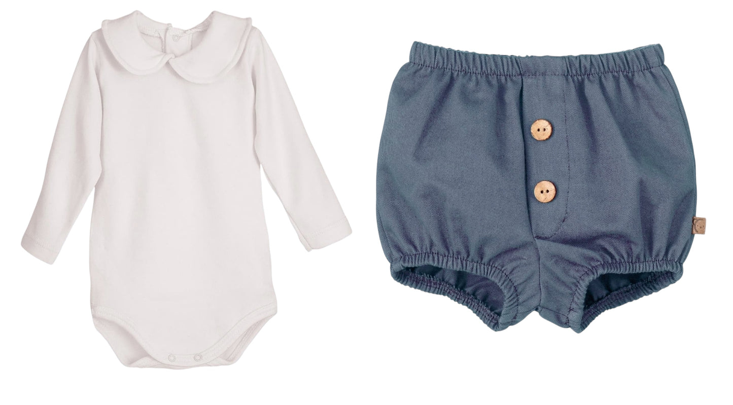 Boys dusky blue jam pant and vest set