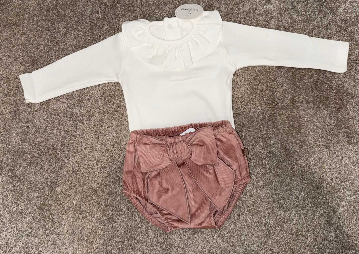 Cream and dusky pink jam pant set