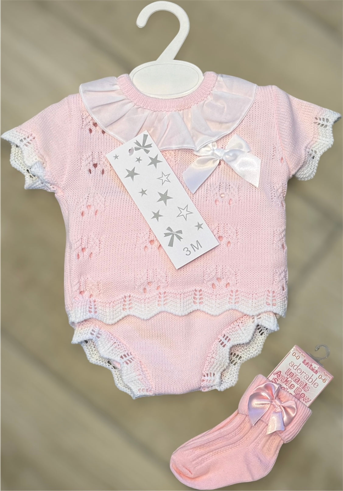 Baby girls pink knitted jam set