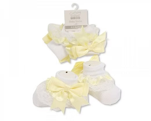 Frilly lace bow socks- various colours
