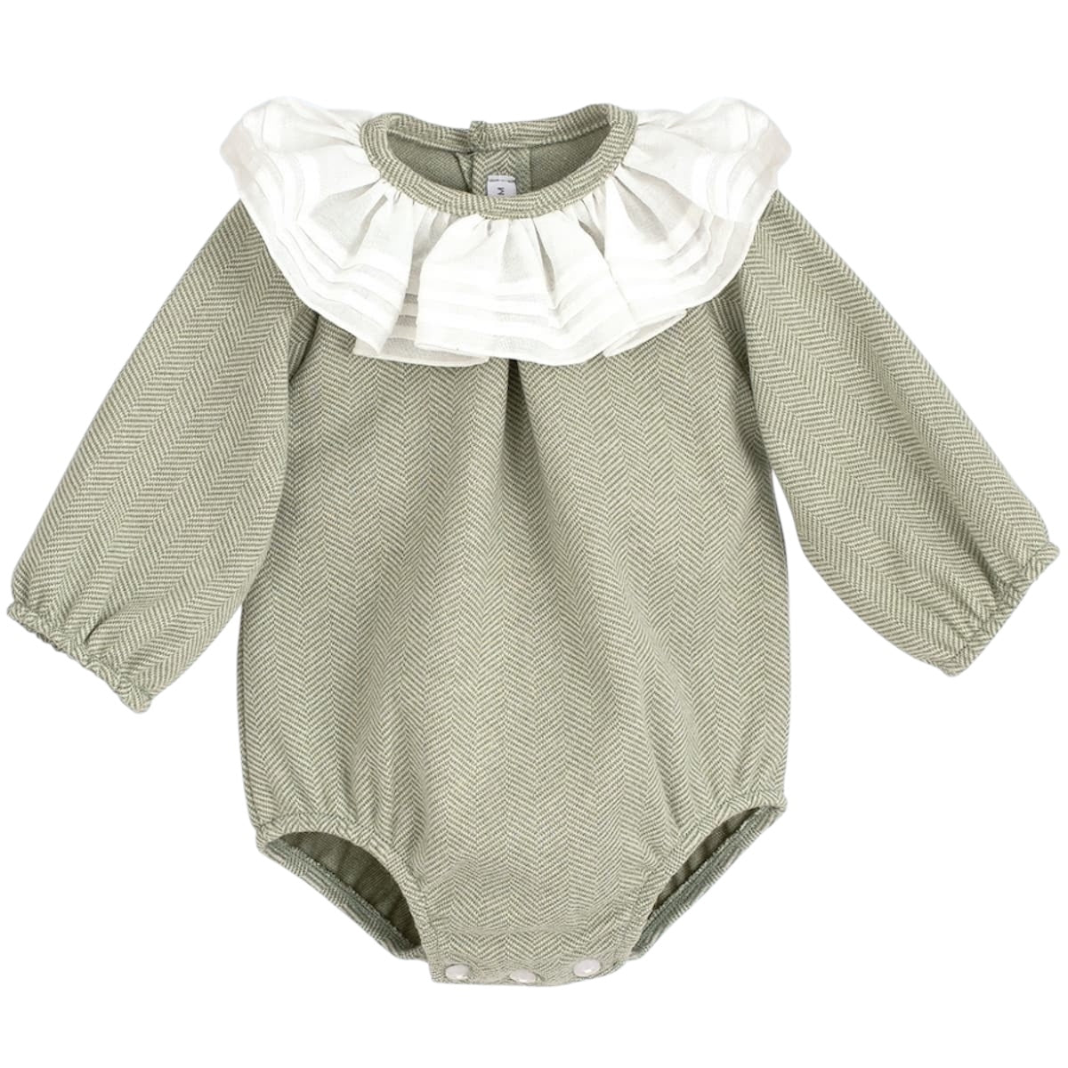 Sage green frill collar romper