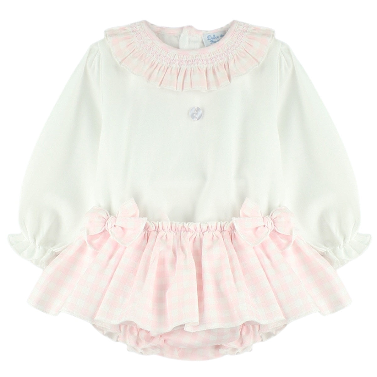 Baby girls pink gingham jam pant set