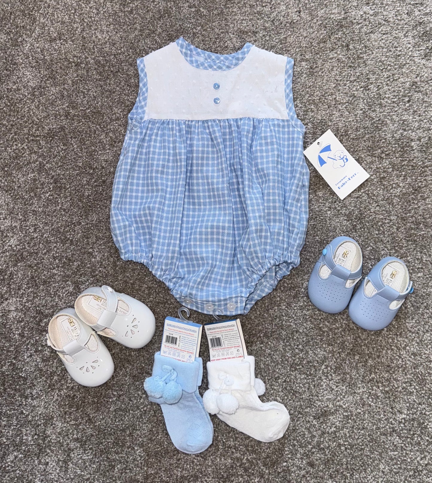 Blue gingham romper