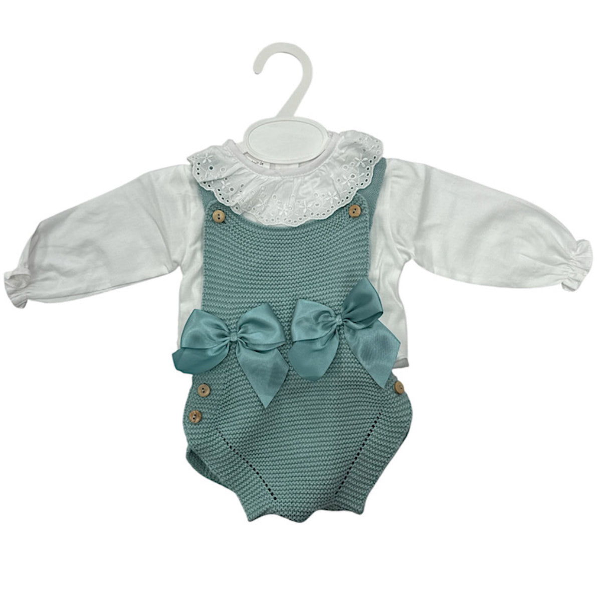 Sage green knitted romper set