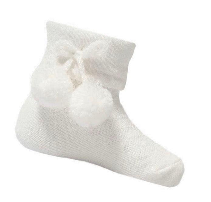 White ankle pom pom socks
