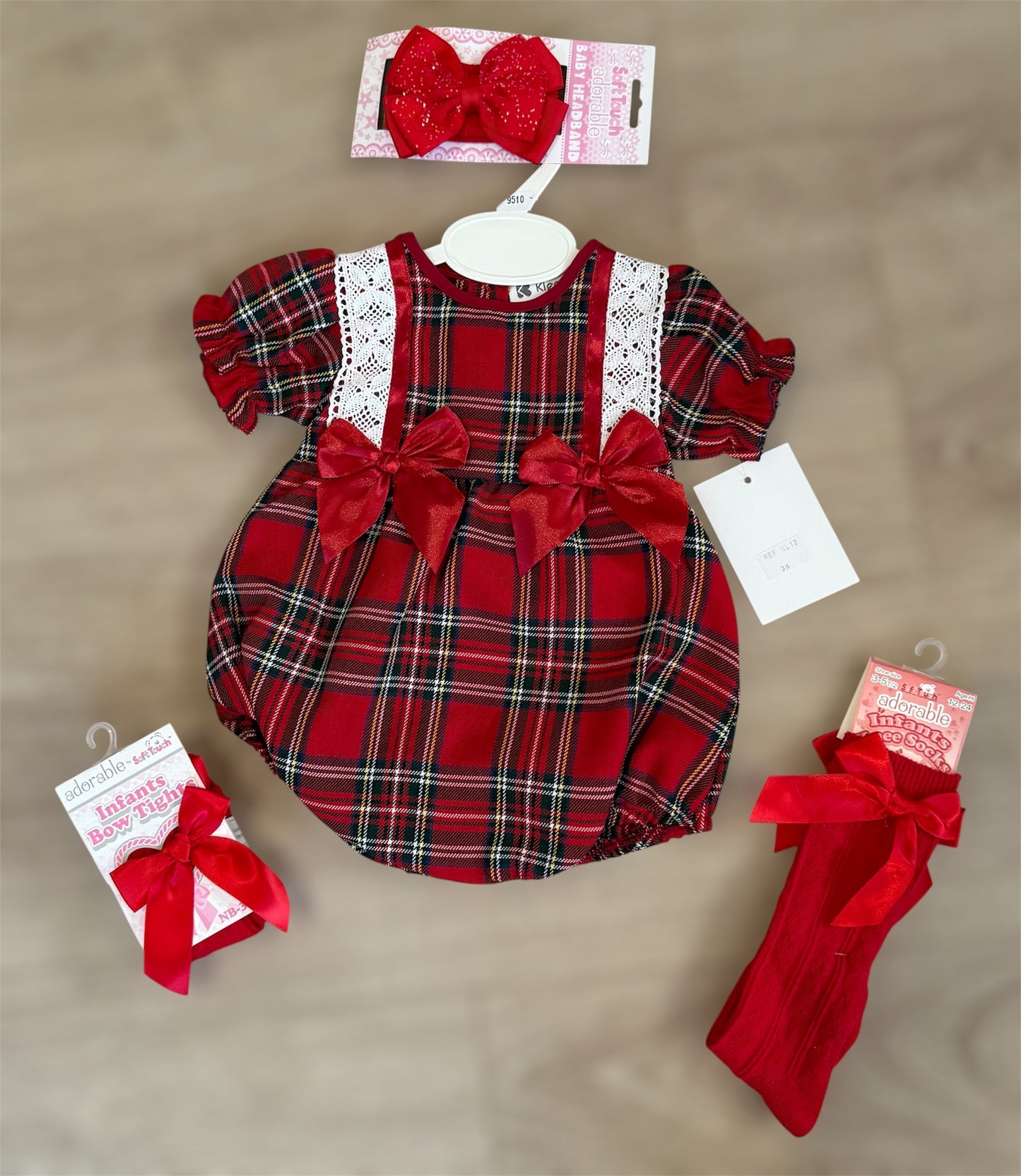 Baby girls Red tartan romper