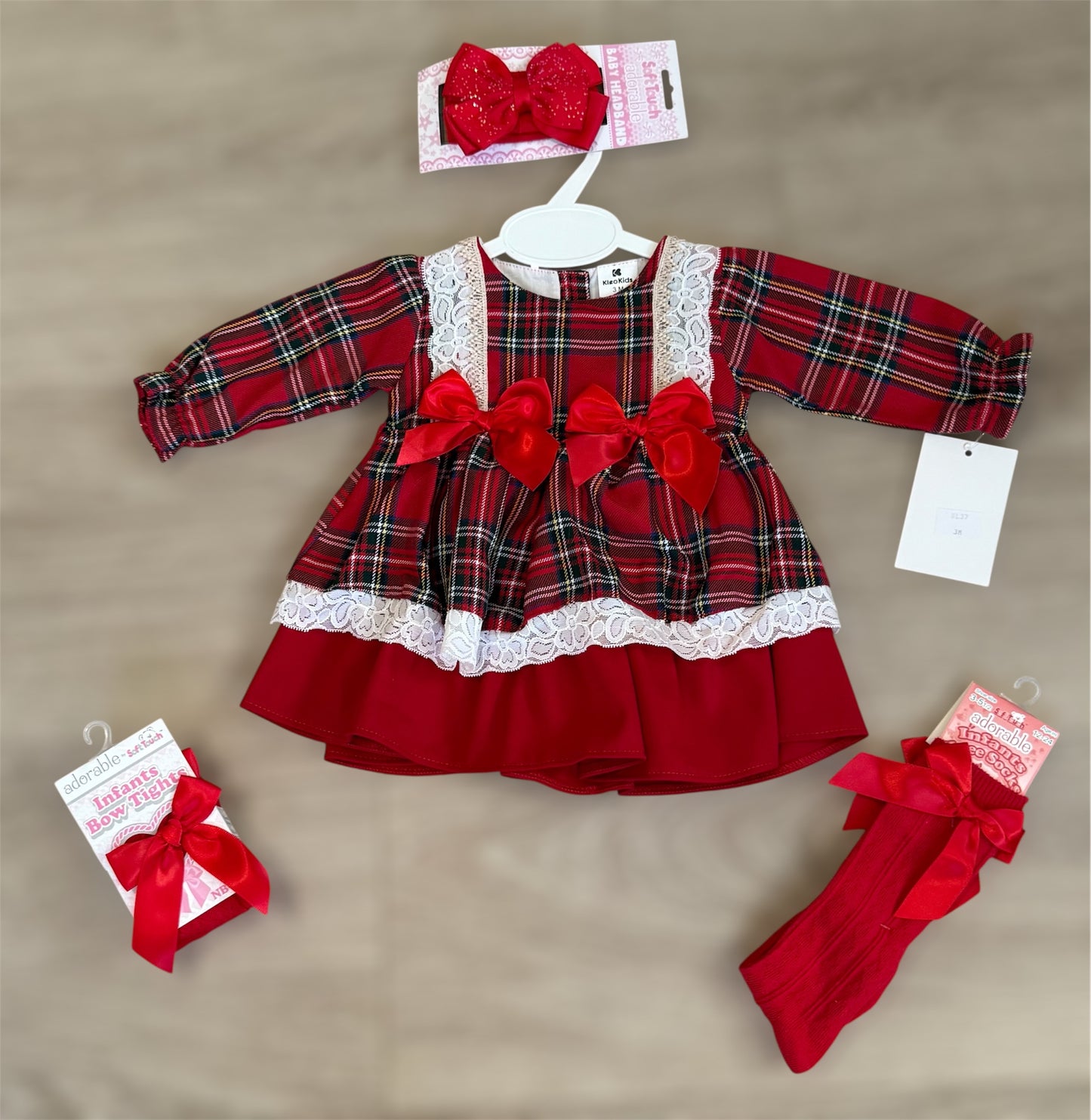 Baby girls red tartan dress