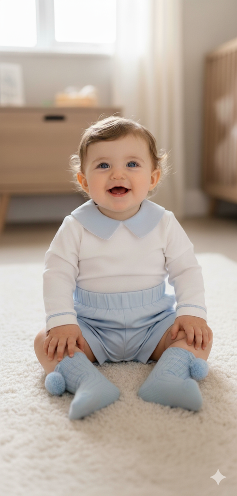 Baby boys blue brushed cotton short set