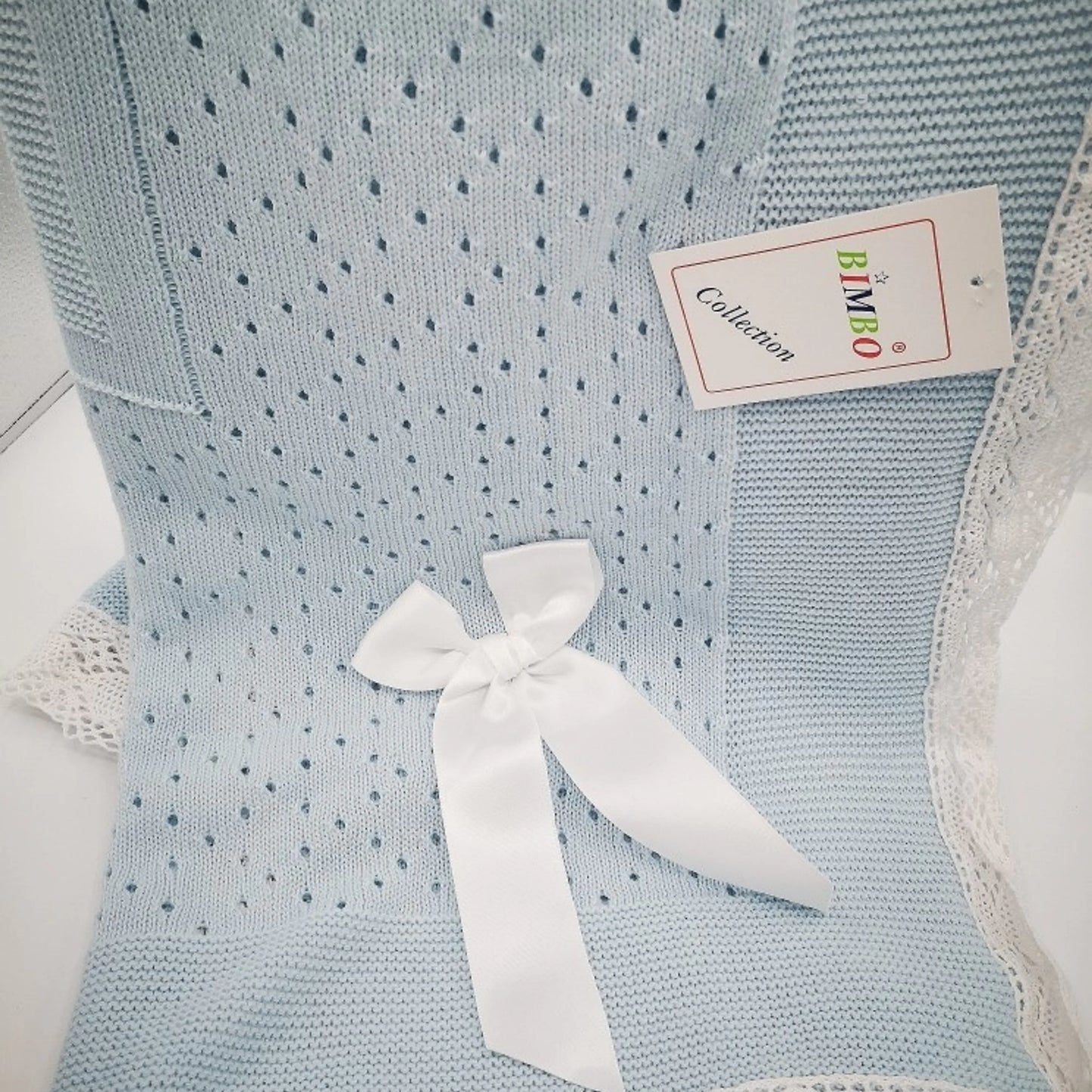 Blue and white shawl
