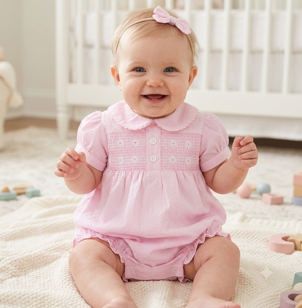 Pink flower romper