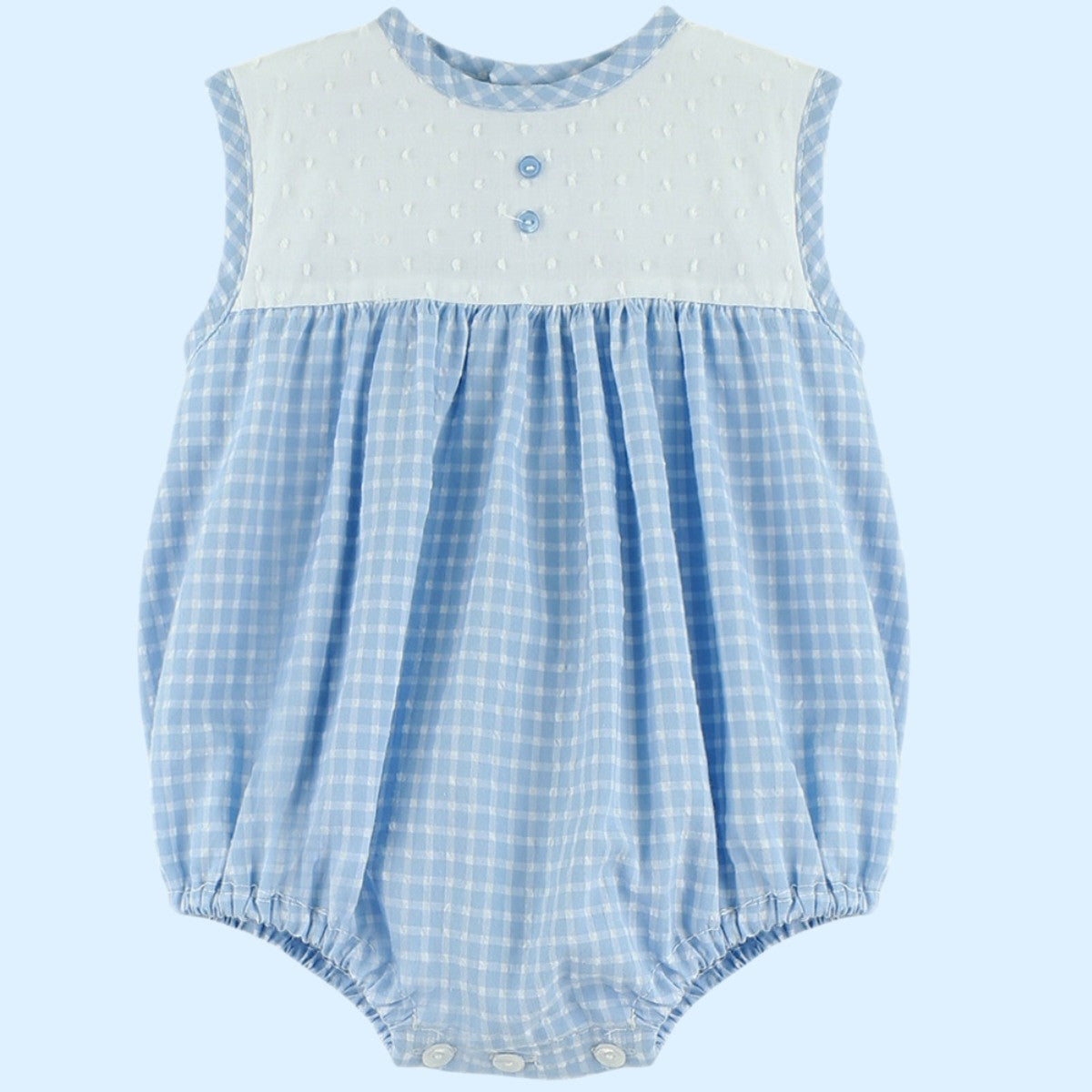 Blue gingham romper