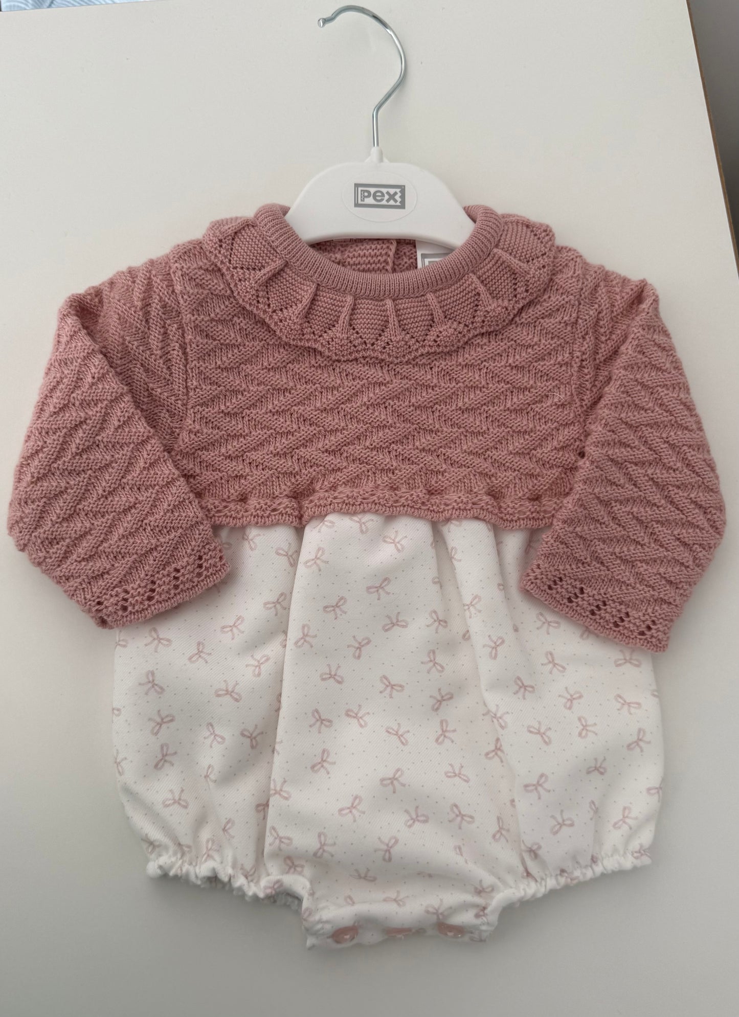 Sample - dusky pink bow print romper