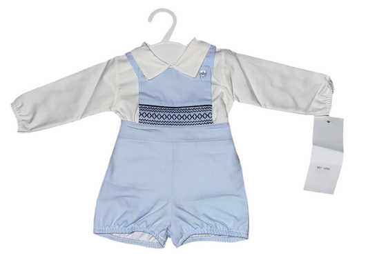 Baby boys blue smocked short set