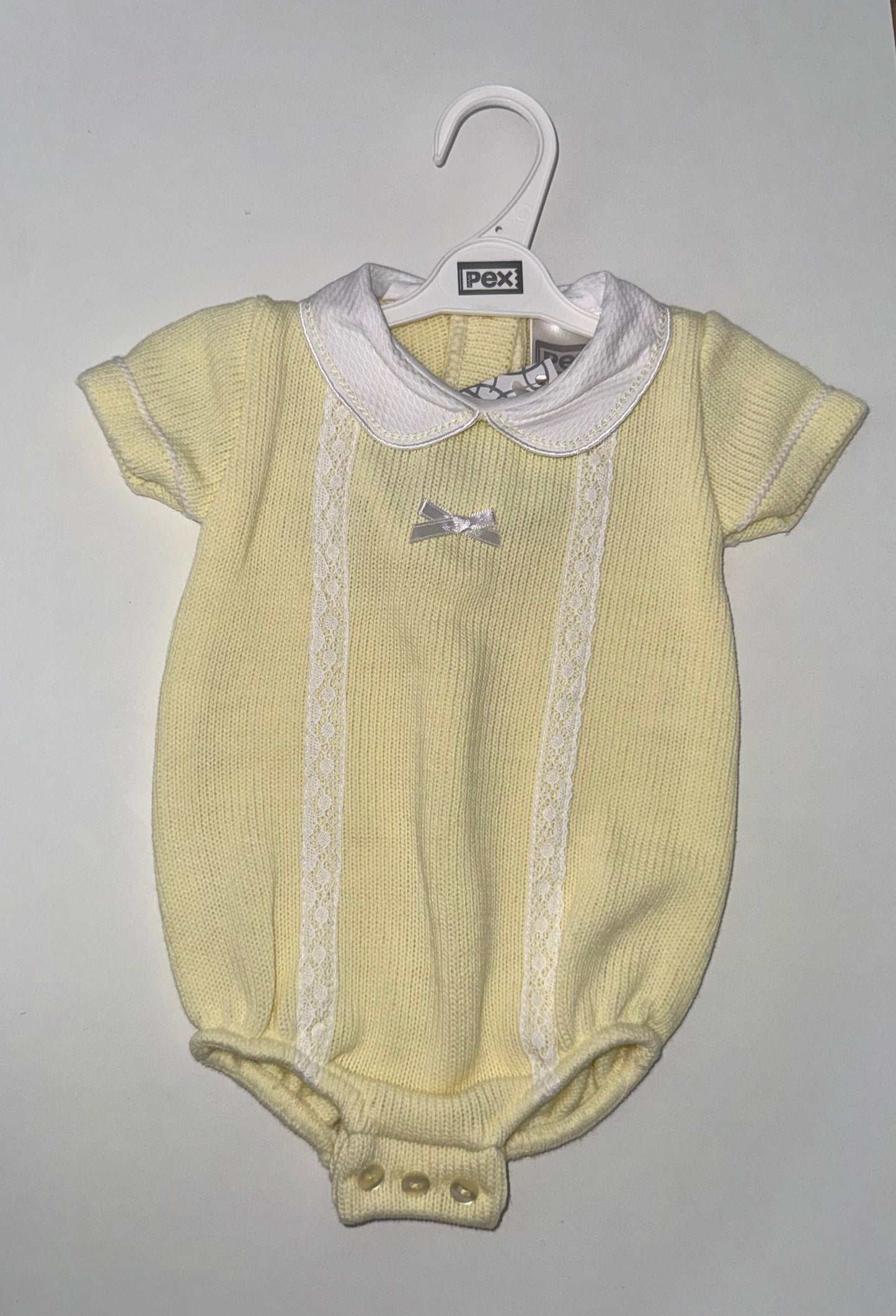 Baby girls lemon fine knitt romper