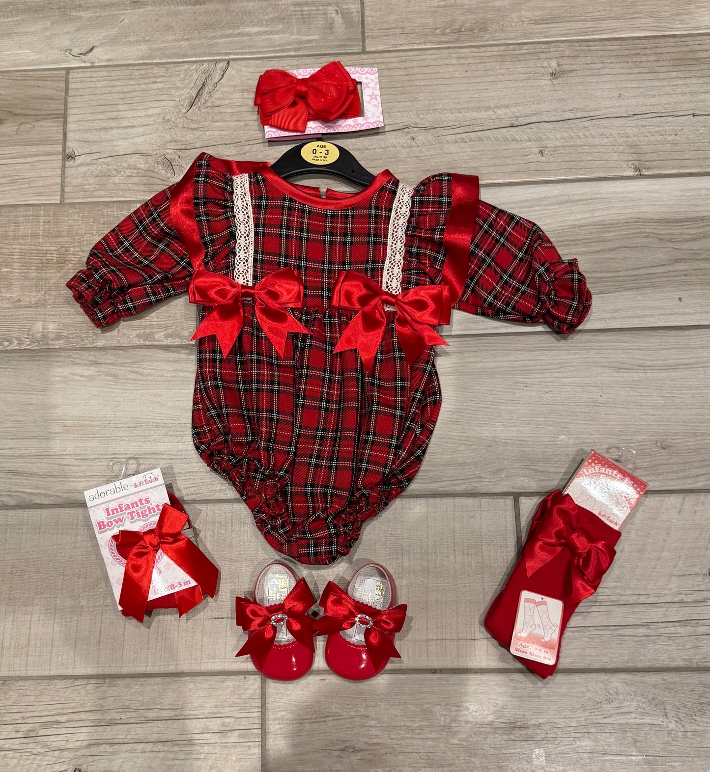 Baby girls red tartan romper