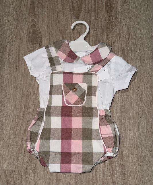 Baby boys checked romper set