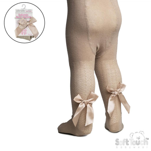 Baby girls camel bow tights