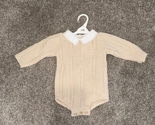 Camel knitted long sleeve romper