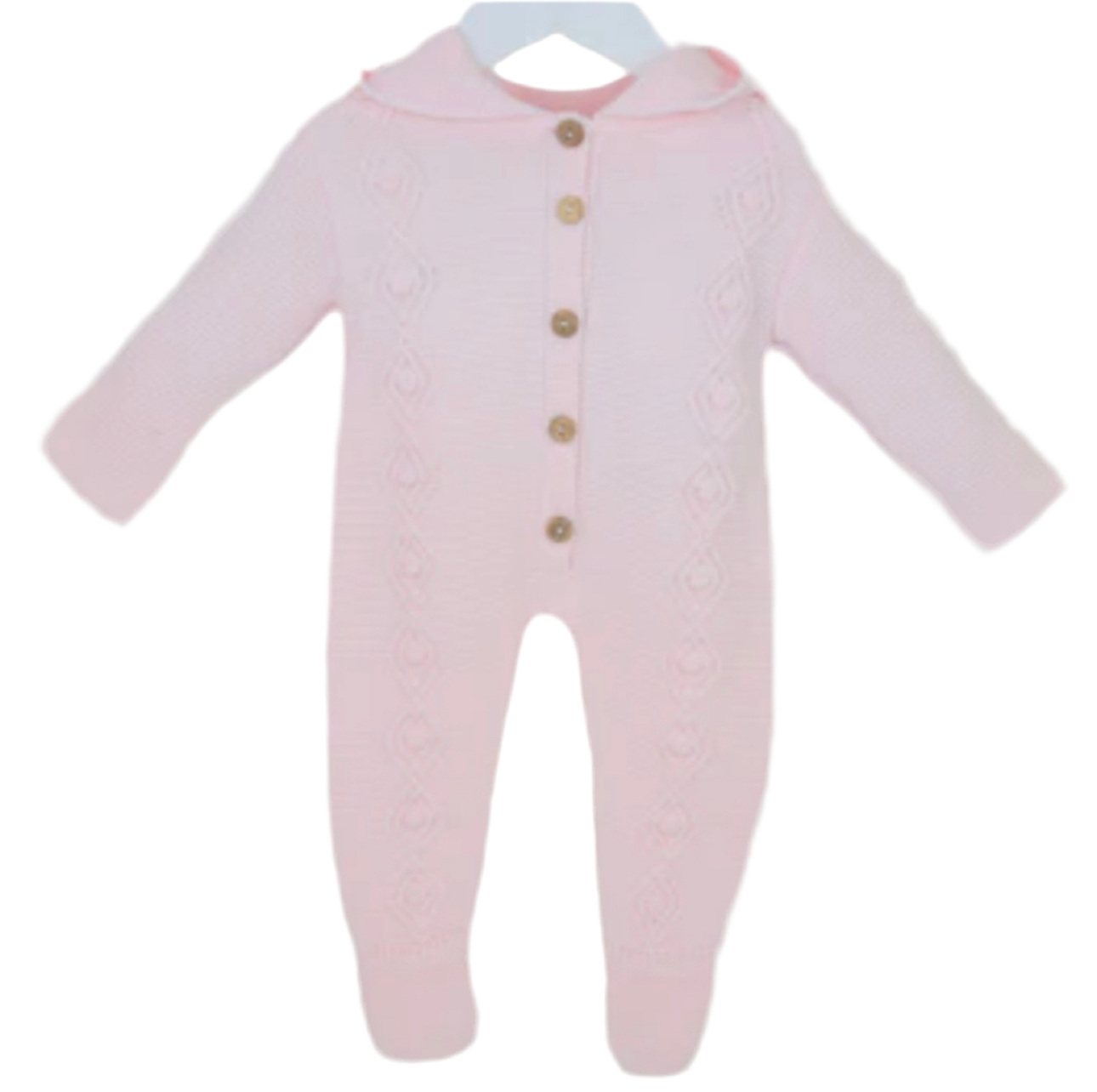 Baby girls pink knitted pram suit