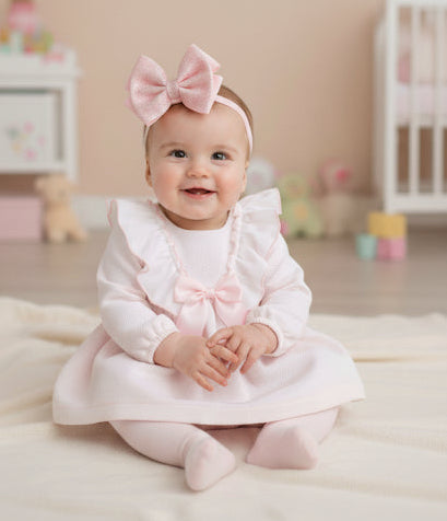 Baby girls baby pink frill style dress