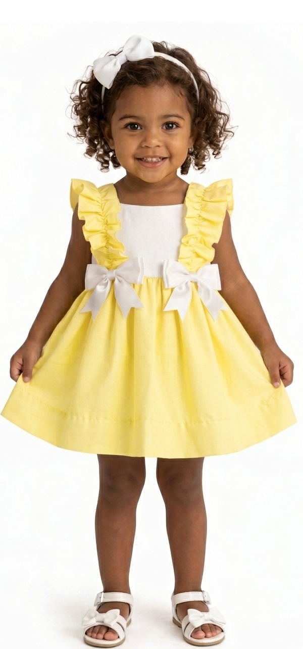 Girls lemon frill dress