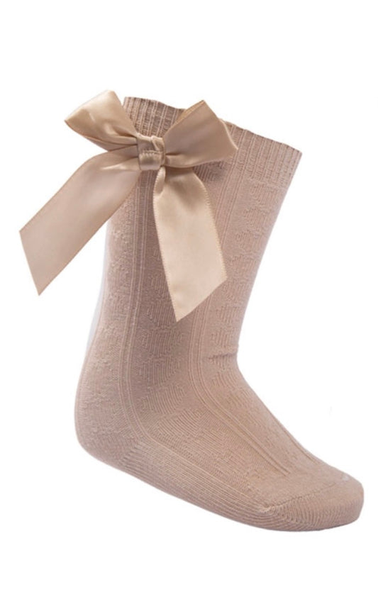 Girls camel knee bow socks