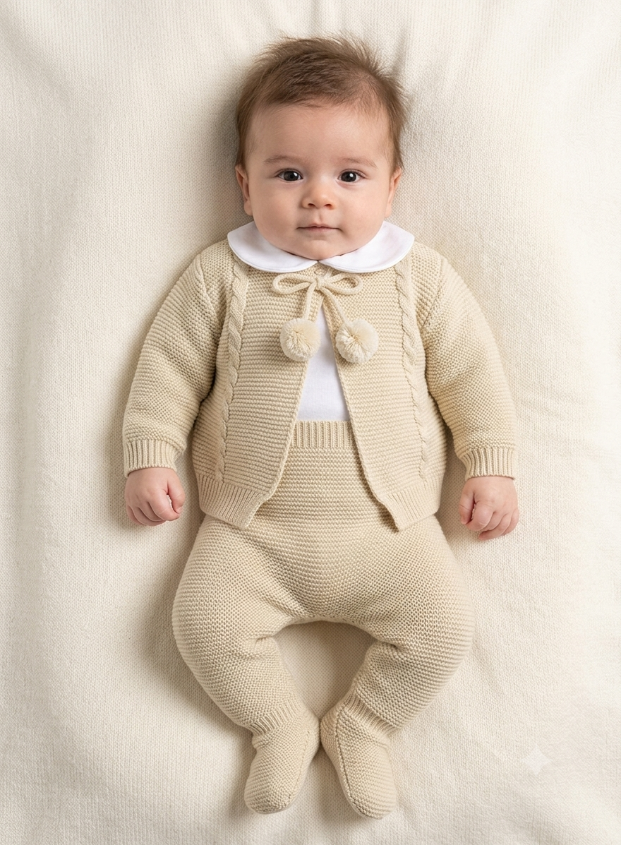 Camel 3 piece knitted set