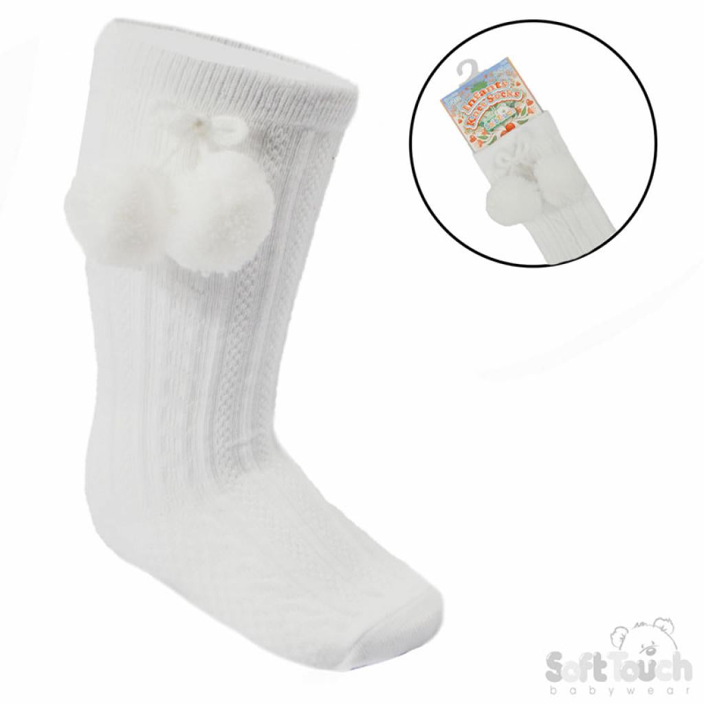 white knee pompom socks