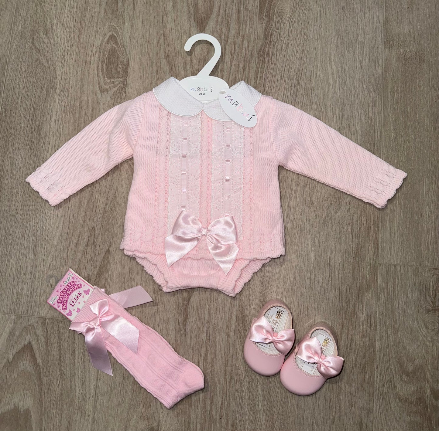 Pink lace knitted jam pant set