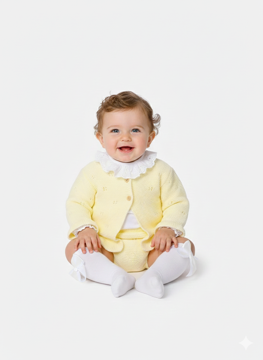 Baby girls lemon knitted 3 piece set