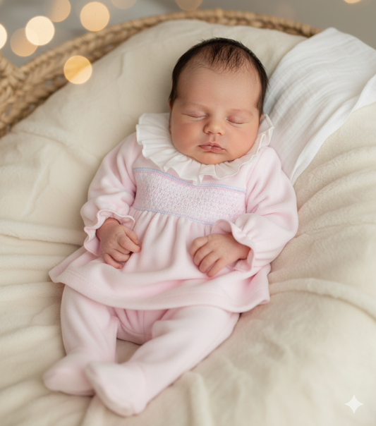 Baby girls pink smocked two piece