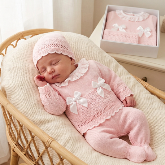 Baby girls baby pink knitted set