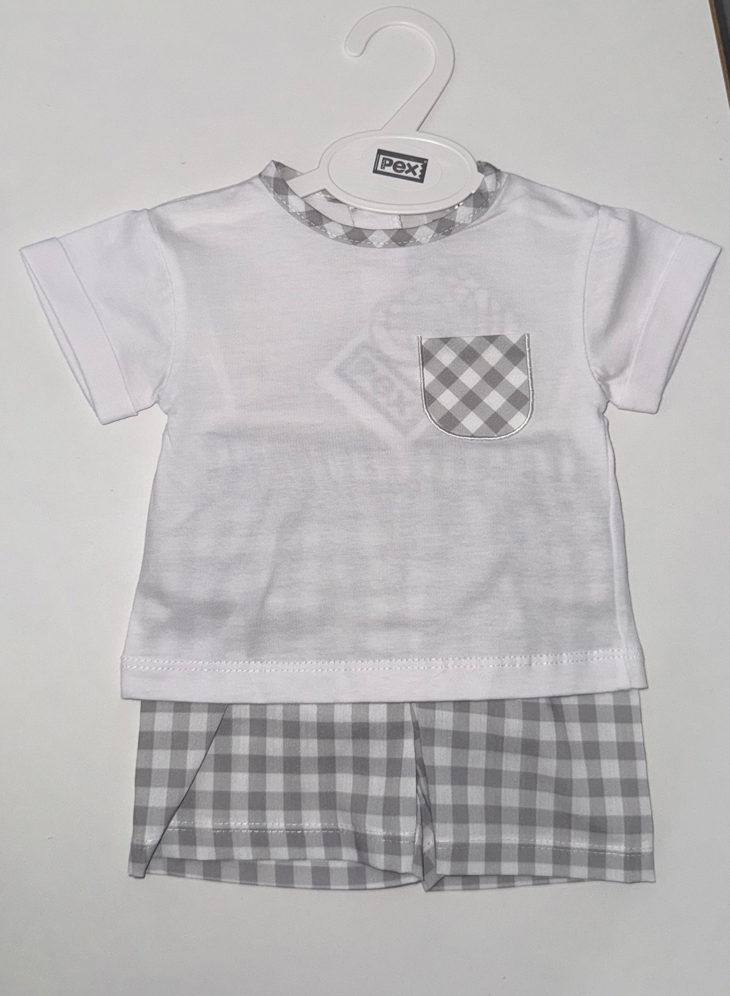 Baby boys white and sage short set