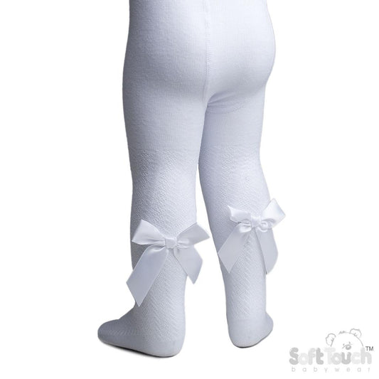 Baby girls white bow tights