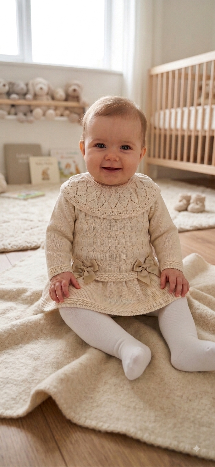 Baby girls camel knitted  dress