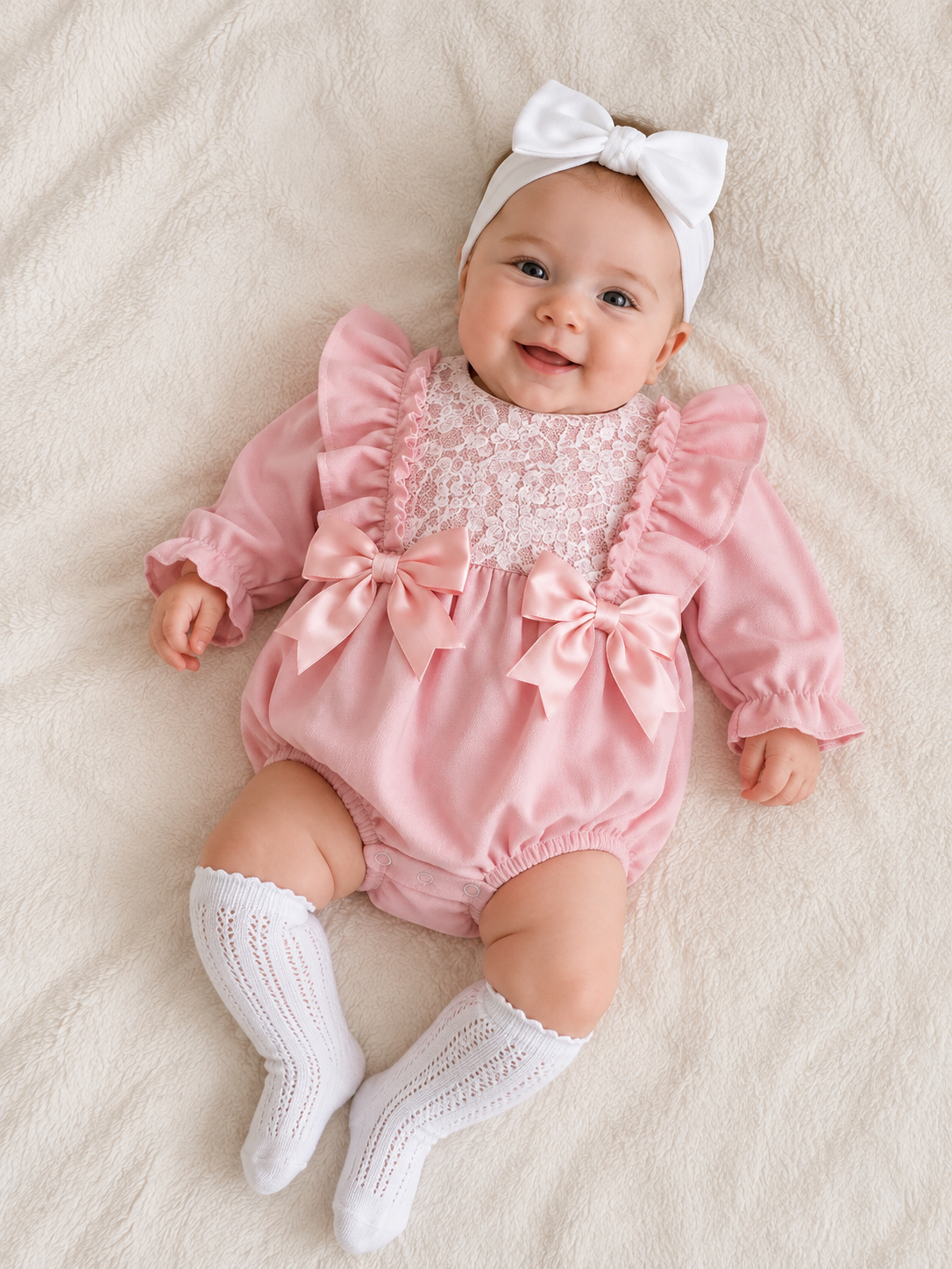 Pink lace detail romper