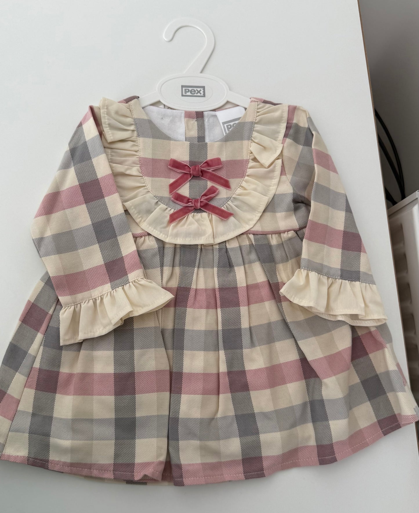 Sample - pink/ camel check dress