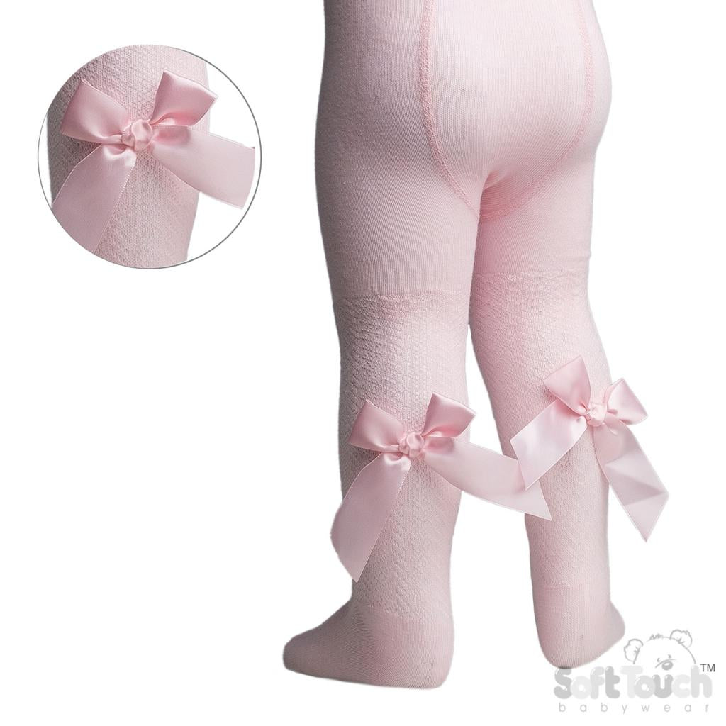Baby girls pink bow tights