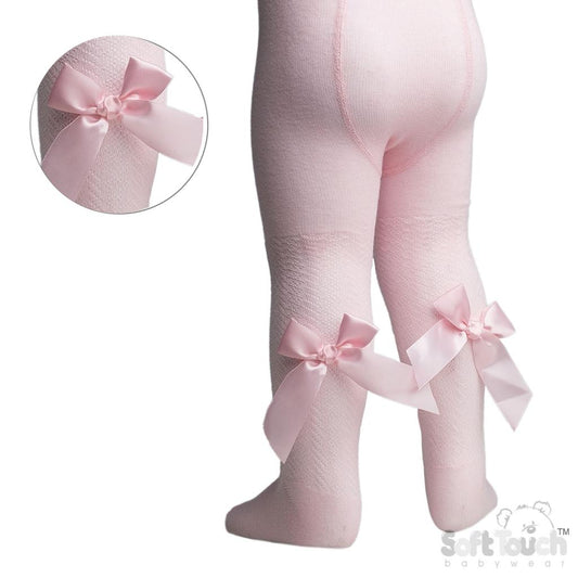 Baby girls pink bow tights