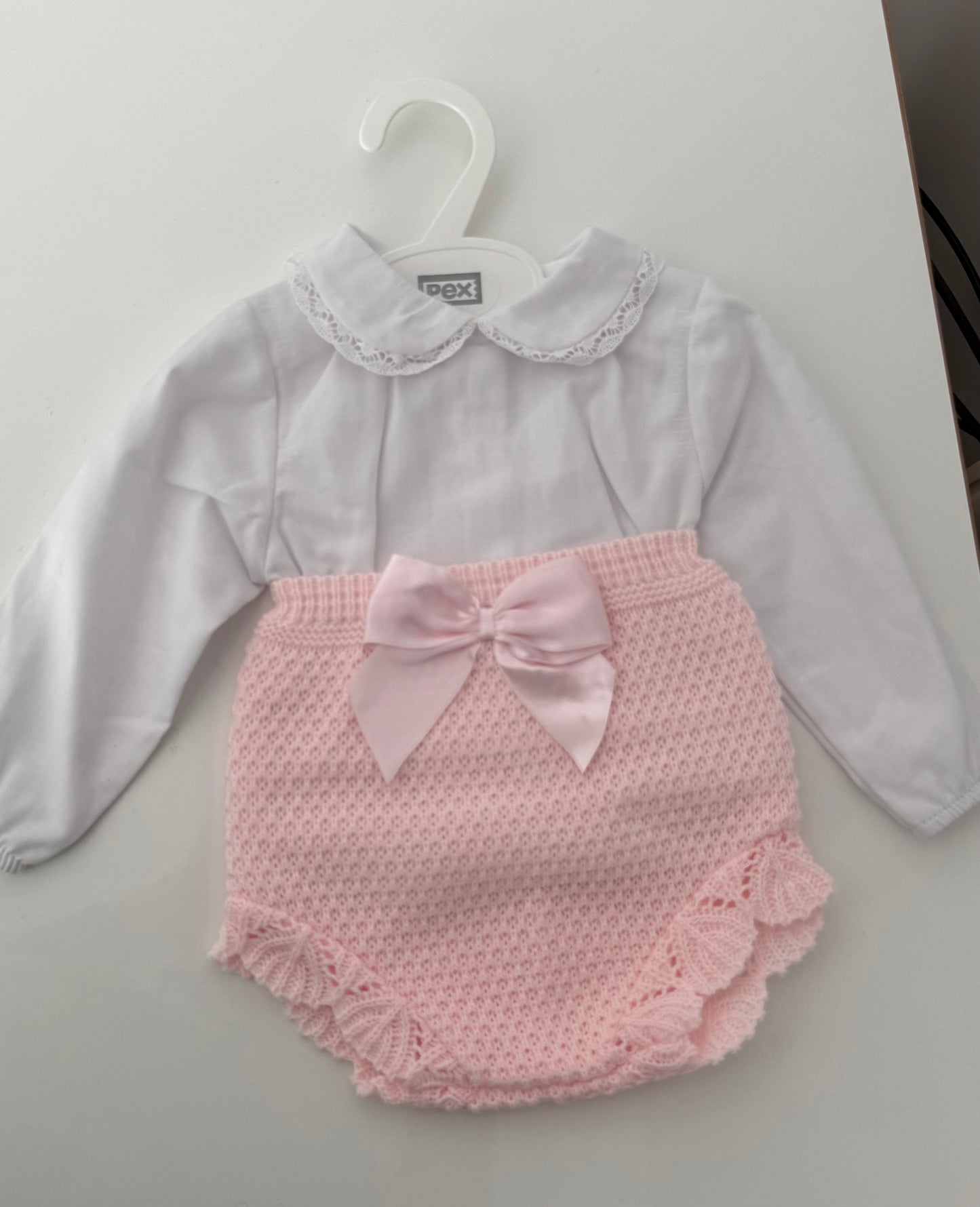 Sample - girls pink fine knit jam and shirt set
