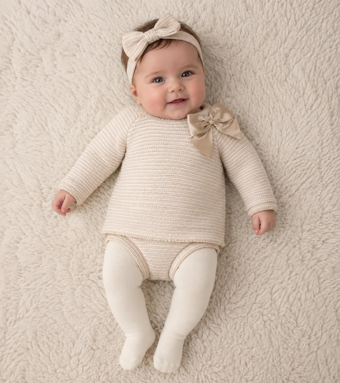 Baby girls camel knitted jam set
