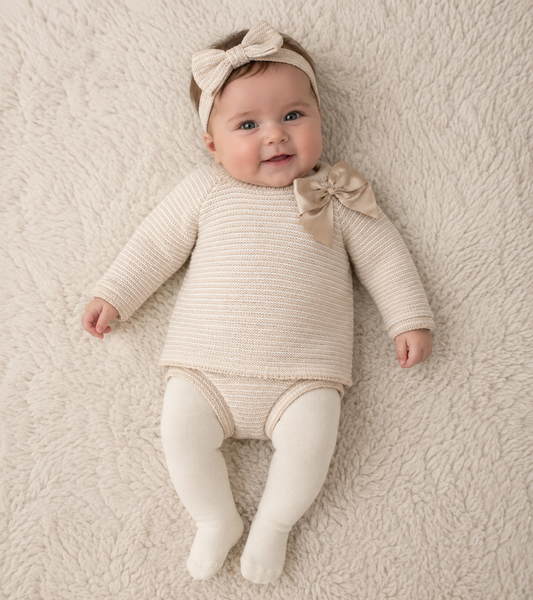 Baby girls camel knitted jam set